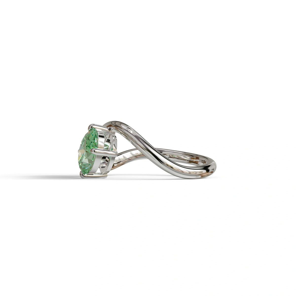 3 Carat Green Oval and Pear Cut Lab Diamond Engagement Ring - Toi Et Moi