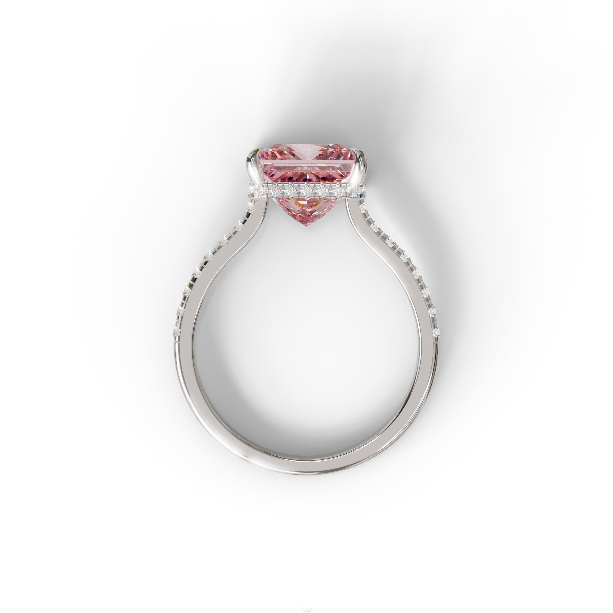 3 Carat Fancy Pink Princess Cut Hidden Halo Lab Grown Diamond Engagement Ring