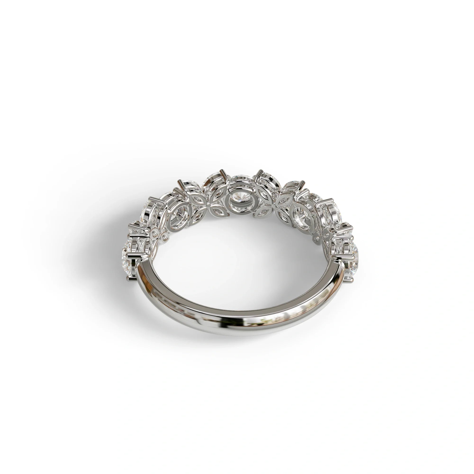 Yellow Gold Marquise & Round Brilliant Diamond Flower Cluster Ring - 18k Gold