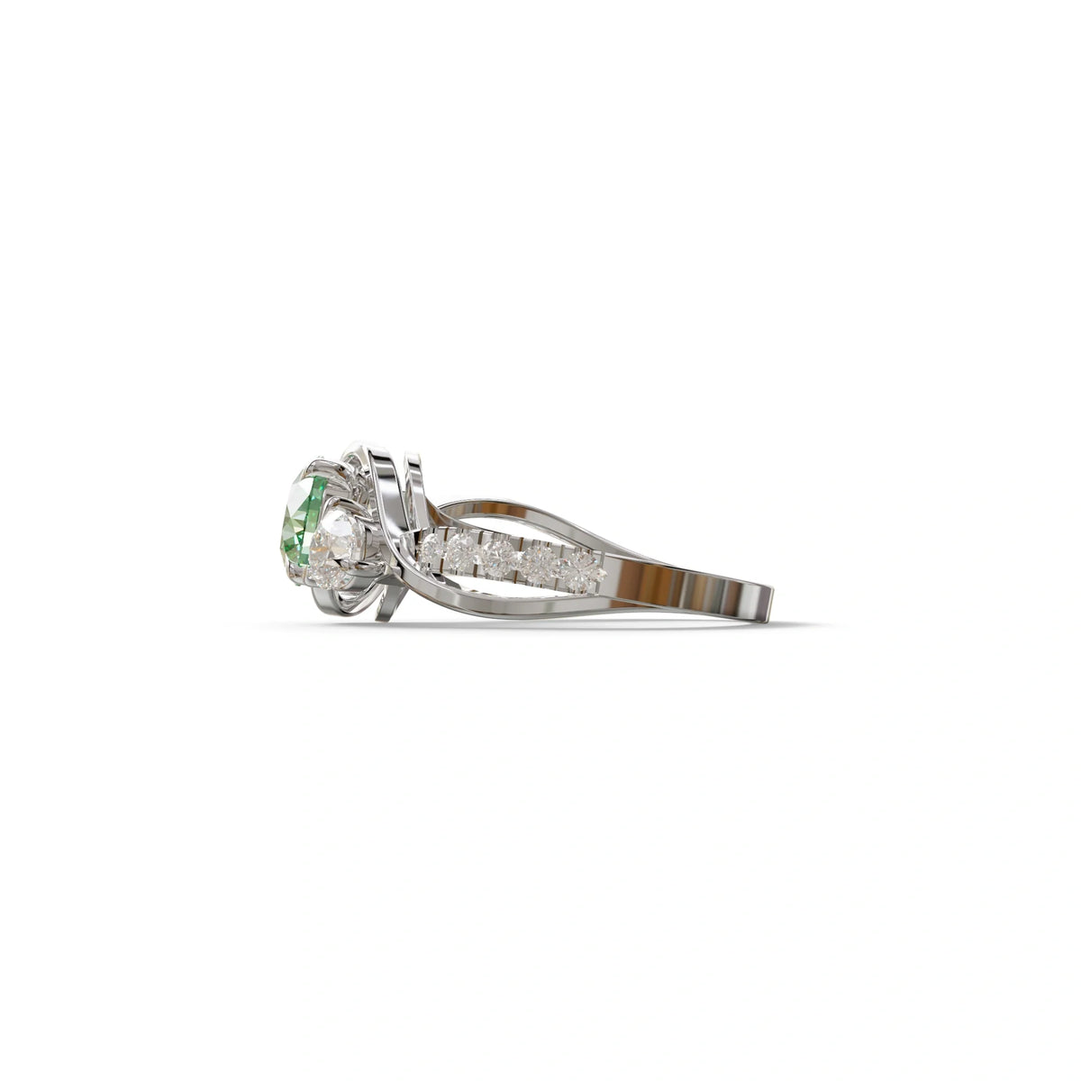 2 Carat Green Lab Grown Diamond Round Diamond Engagement Ring - Giverny