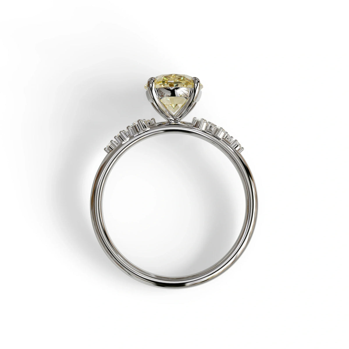 Yellow Oval Cut Cluster-Vintage Setting Lab Grown Diamond Ring - Celeste Arc