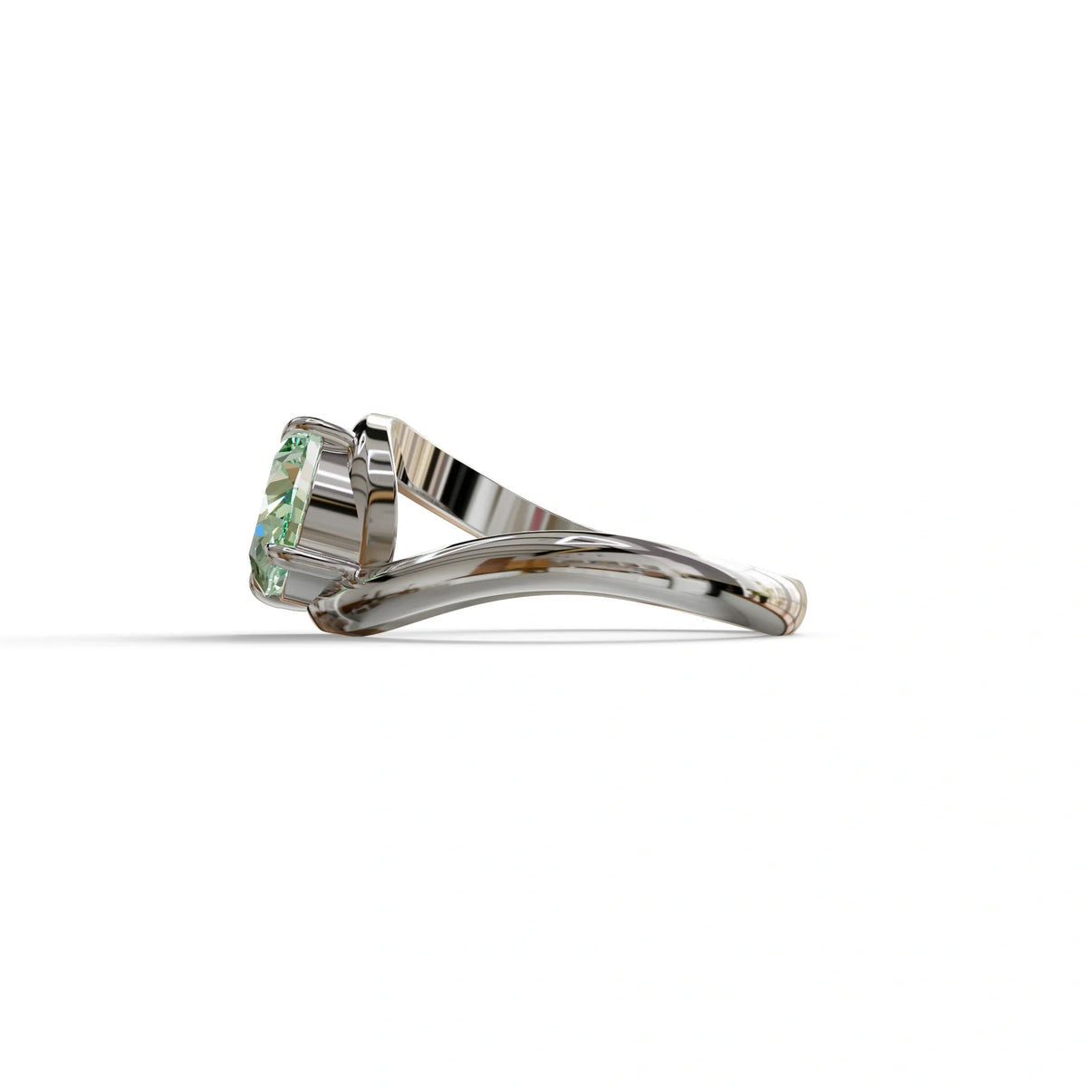 2 Carat Fancy Vivid Green Oval Cut Lab Diamond Ring - Estella