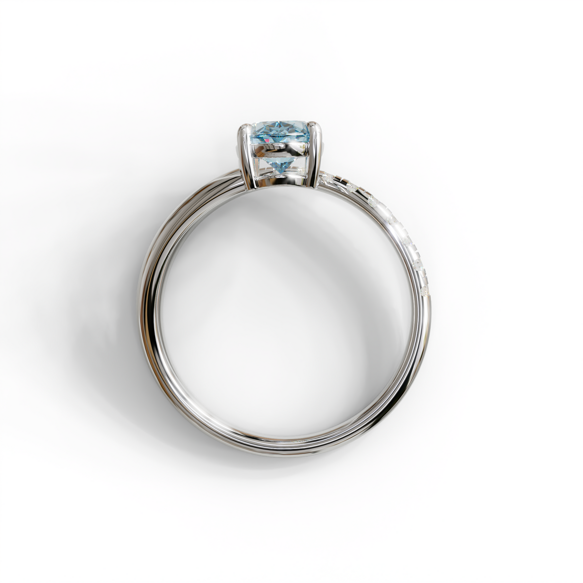 1.5 Carat S-Curve Blue Oval Diamond Pave-set Diamond Ring - Bypass