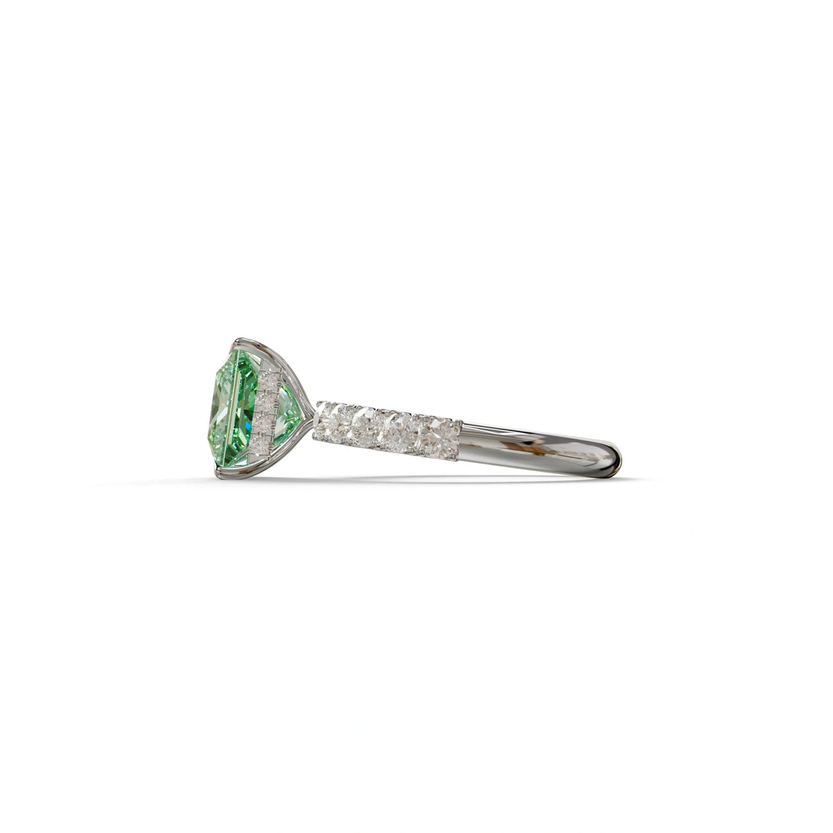 3 Carat Green Princess Cut Pave Lab Created Diamond Ring - Elysia