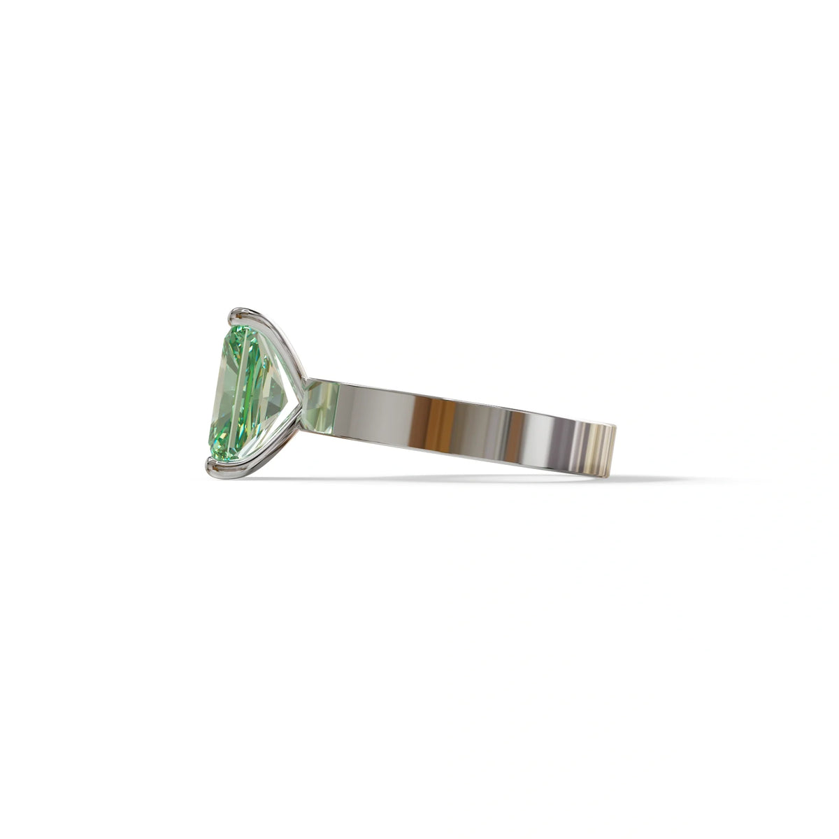 4Ct Green Radiant Cut Lab Grown Diamond Solitaire Engagement Ring - Crownfire