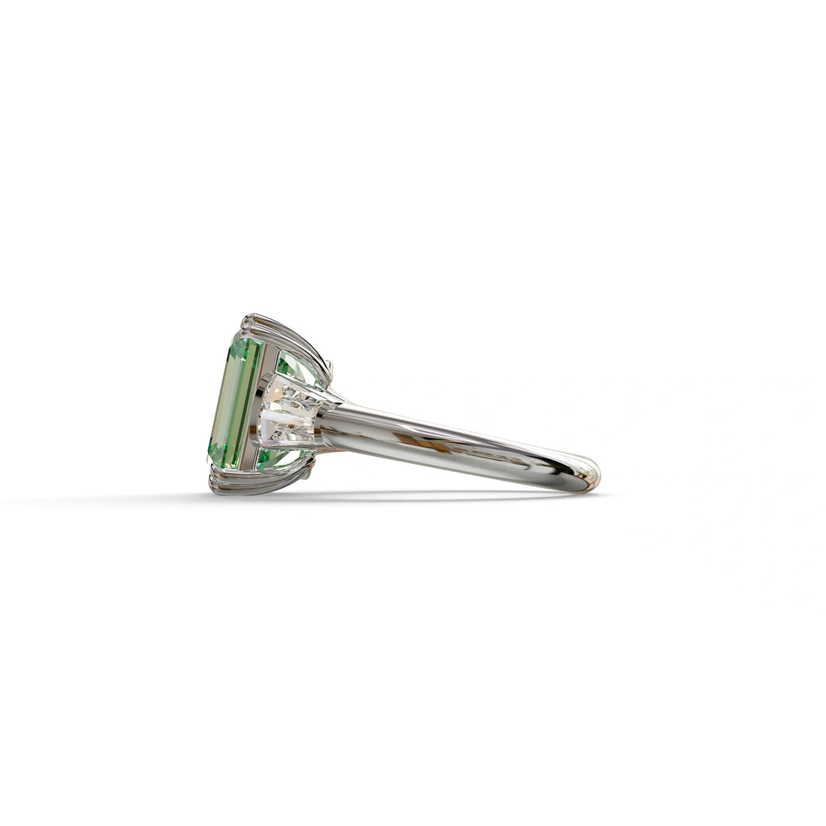 3 Carat Green Emerald & Baguette Cut Multi Stone Lab Diamond Ring - Lami