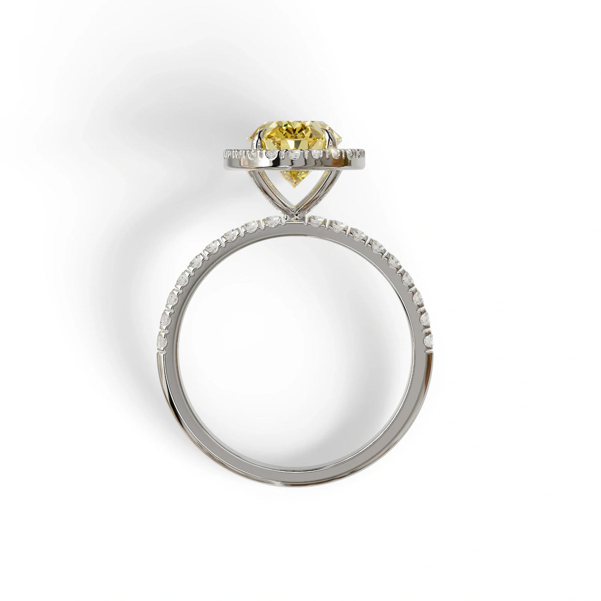 Yellow Oval Cut Halo & Pave Lab Grown Diamond Engagement Ring - AnnaBella