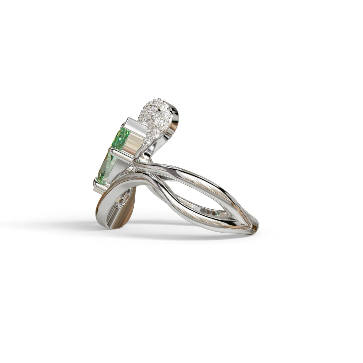 3 Carat Marquise Cut Green Lab Grown Diamond Curve Ring - Myka