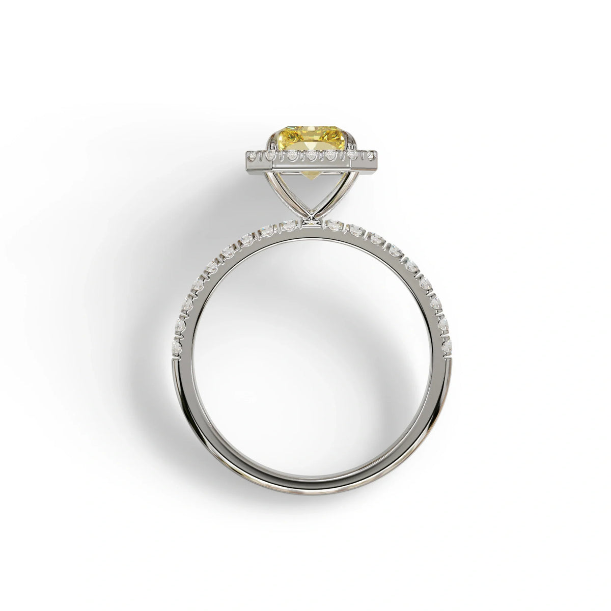 Yellow Radiant Cut Halo & Pave Lab Grown Diamond Engagement Ring - Madison