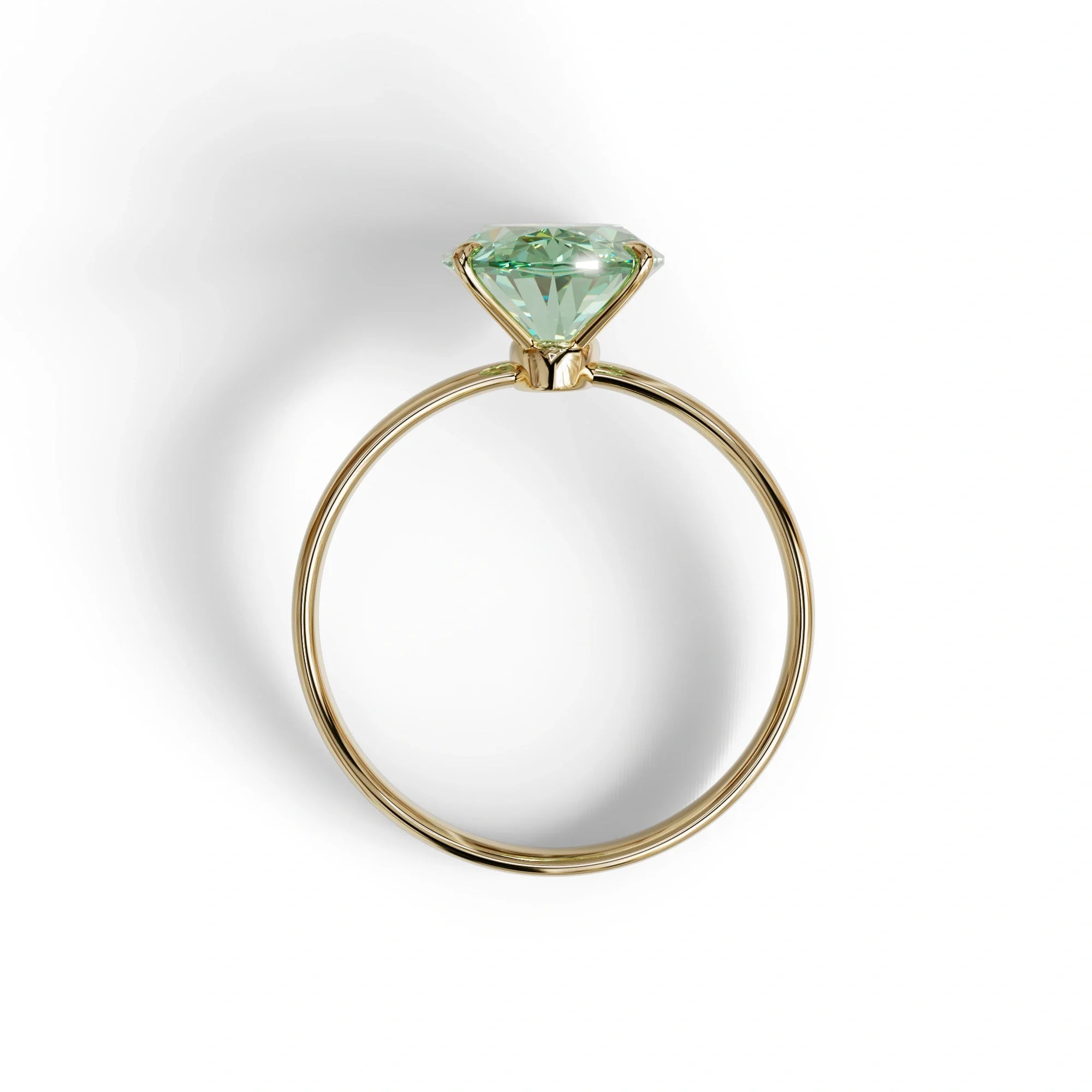 4 Carat Oval Green Lab Grown Diamond Solitaire Engagement Ring - Cadris