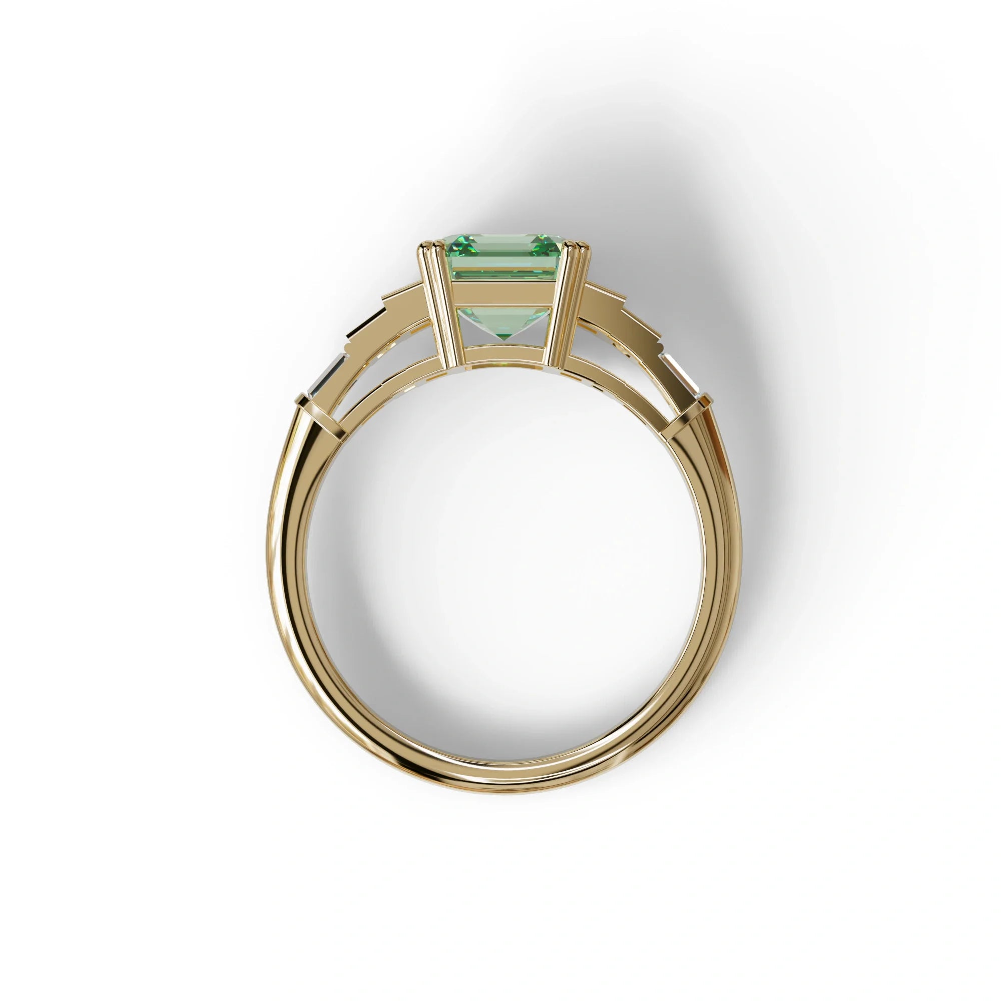 3 Carat Green Asscher Three Stone Lab grown Diamond Ring - Vetra