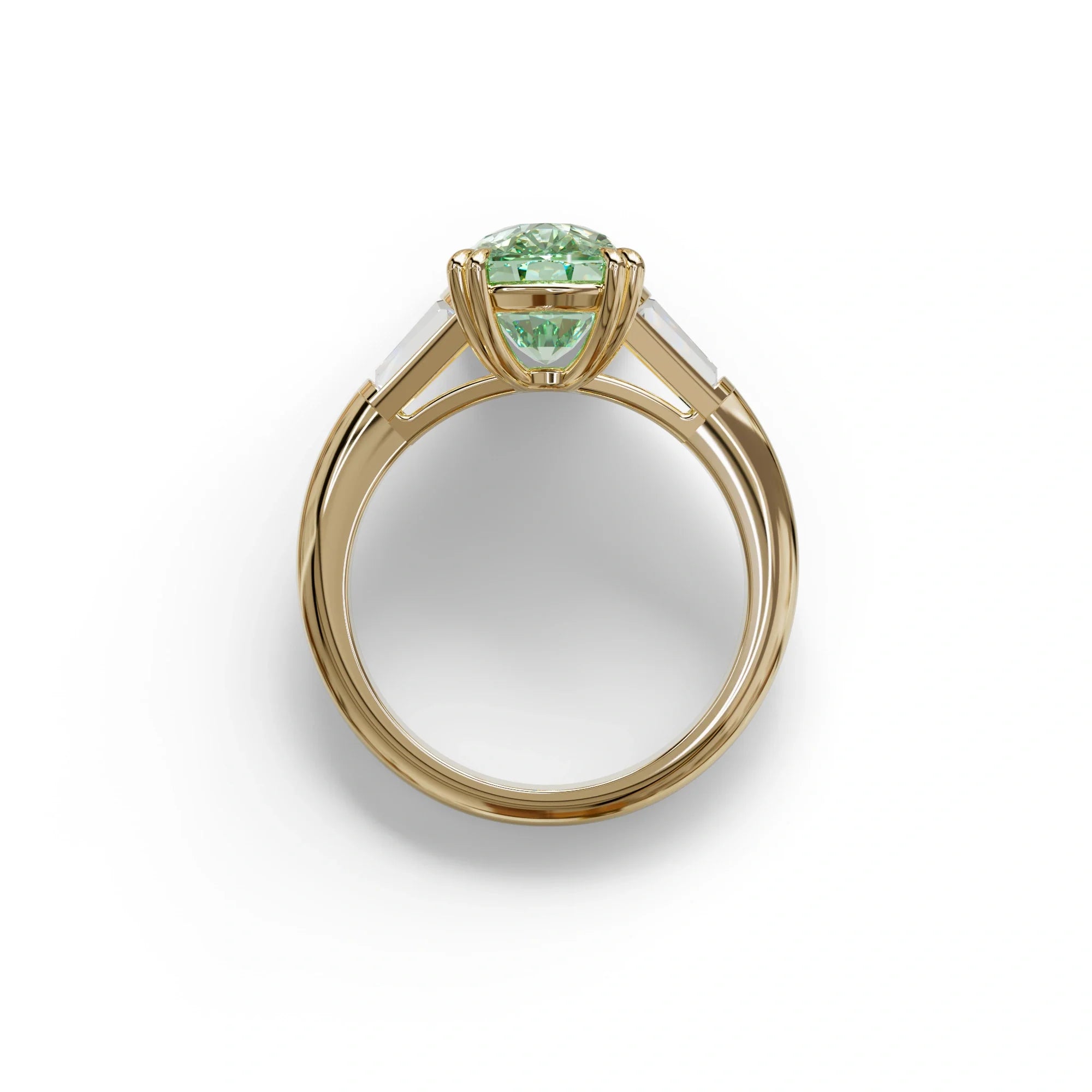 4 Carat Green Elongated Cushion Cut Lab Diamond Engagement Ring - Sagittarius