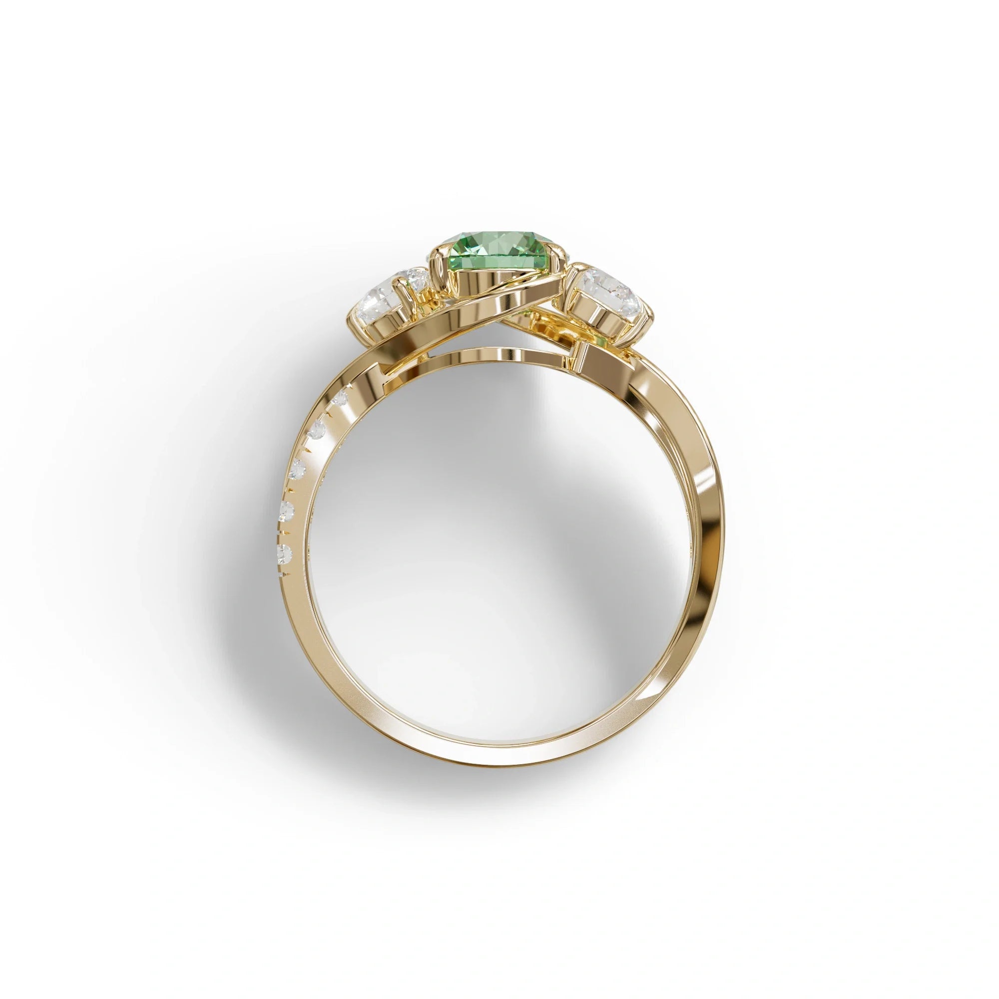 2 Carat Green Lab Grown Diamond Round Diamond Engagement Ring - Giverny