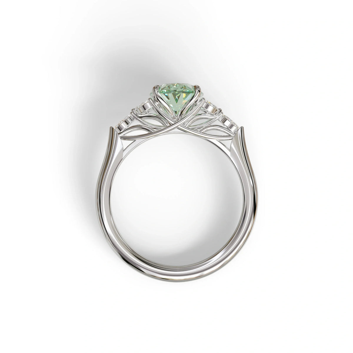 2.5 Carat Green Lab Grown Diamond Engagement Ring · Oval Cut Nature-Inspired | Halcyon - view 7