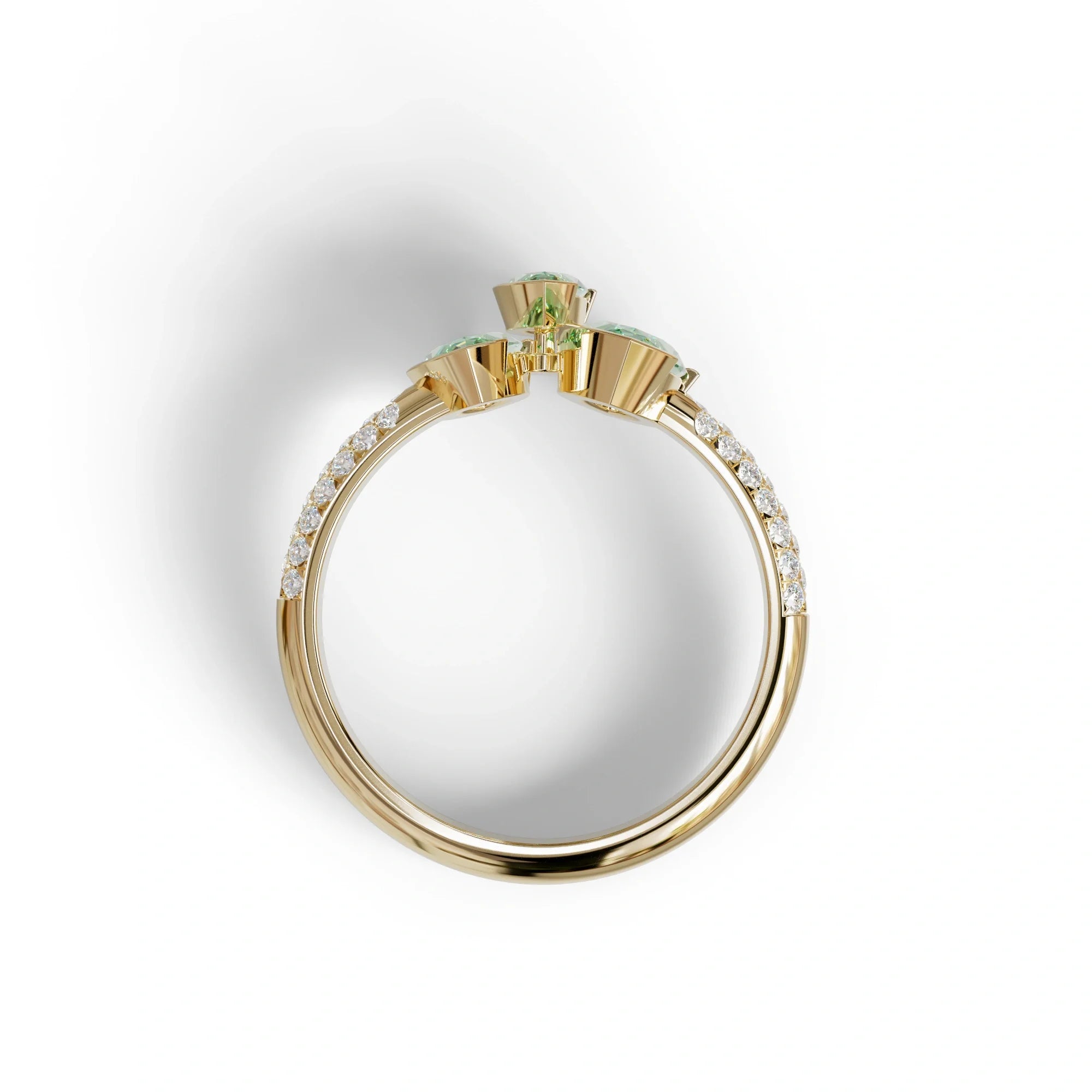 3 Stone 1.75 Ct Green Marquise Cut Pave Setting Lab Diamond Ring - Dutch