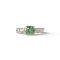 3 Carat Green Round Cut Half Eternity Lab Diamond Engagement Ring - Angeleno - 10K Solid Gold / Yellow Gold