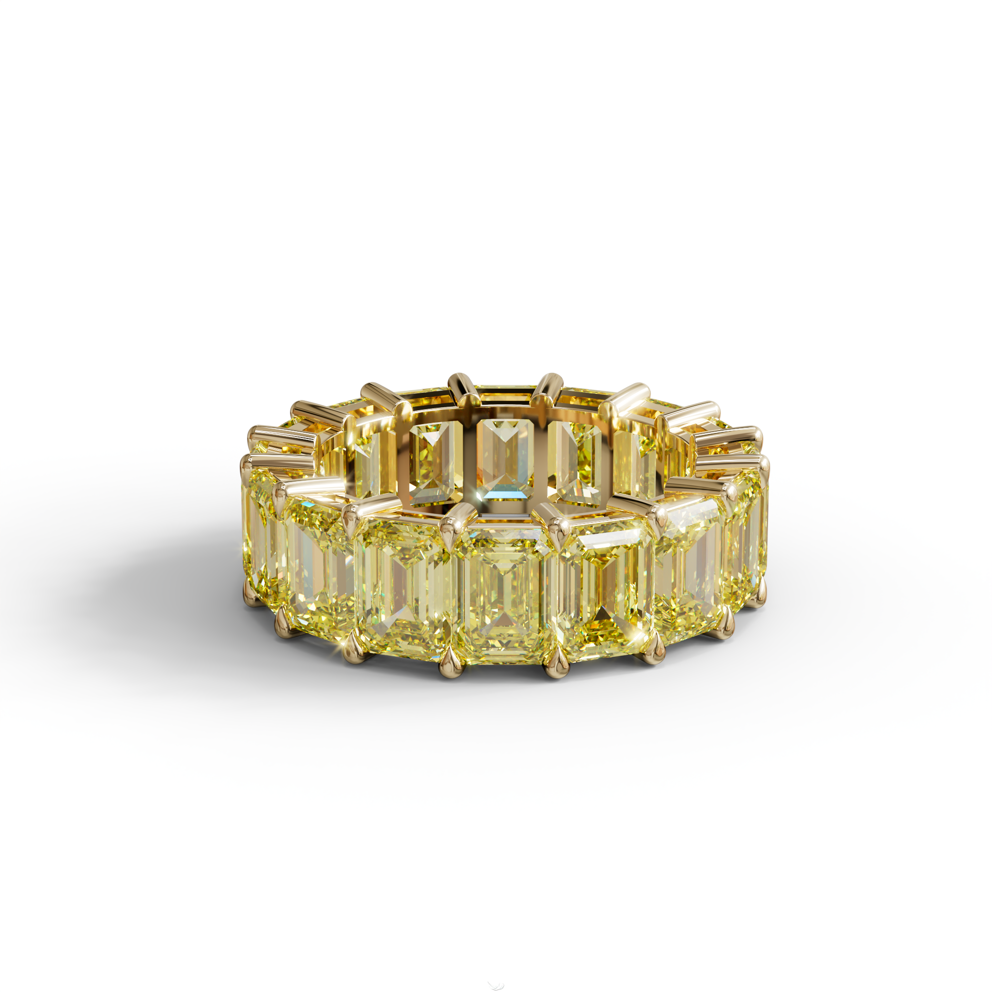 Lab‑Grown Yellow Emerald‑Cut Diamond Band – Classic Full‑Eternity Style