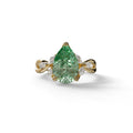 3 Carat Green Pear Cut Cluster-Vintage Setting Lab Grown Diamond Ring - Celena - 10K Solid Gold / Yellow Gold
