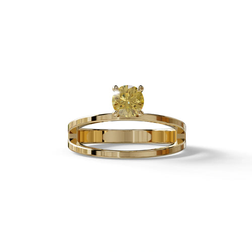 Yellow Round Brilliant Solitaire Engagement Ring with a split‑shank Band - Auric Grace - 1.5 Carat / 10K Solid Gold