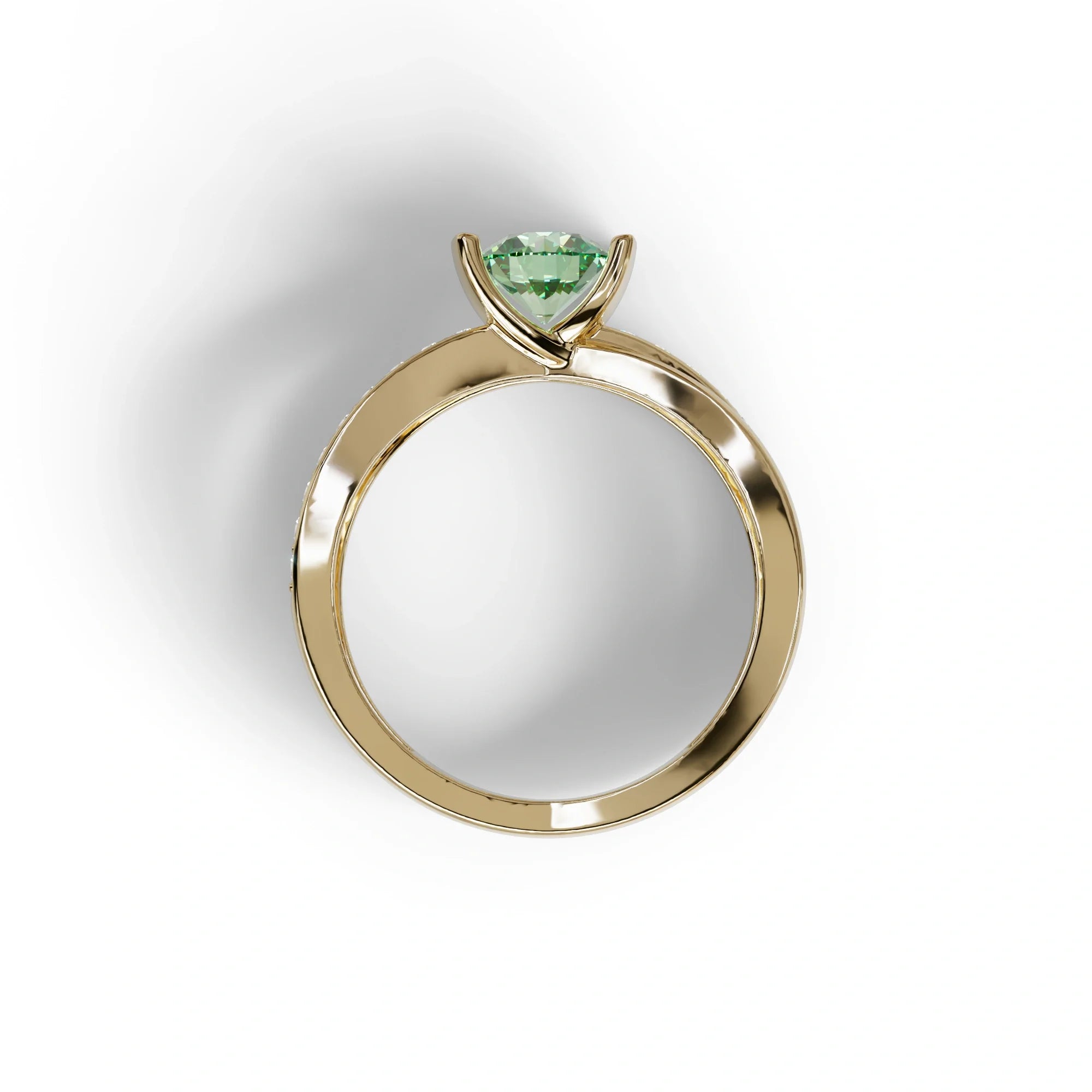 1 Carat Green Round Cut Lab Diamond Crossover Ring Pave Setting - Lisa