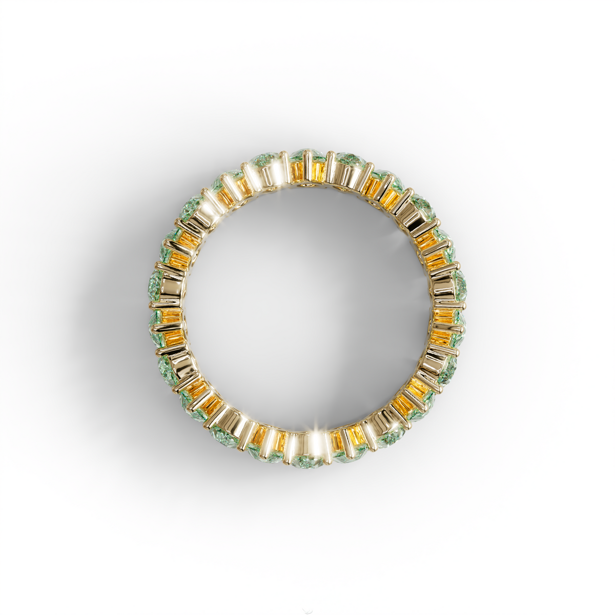 Green Pear Diamond Full Eternity Band - Stackable Ring