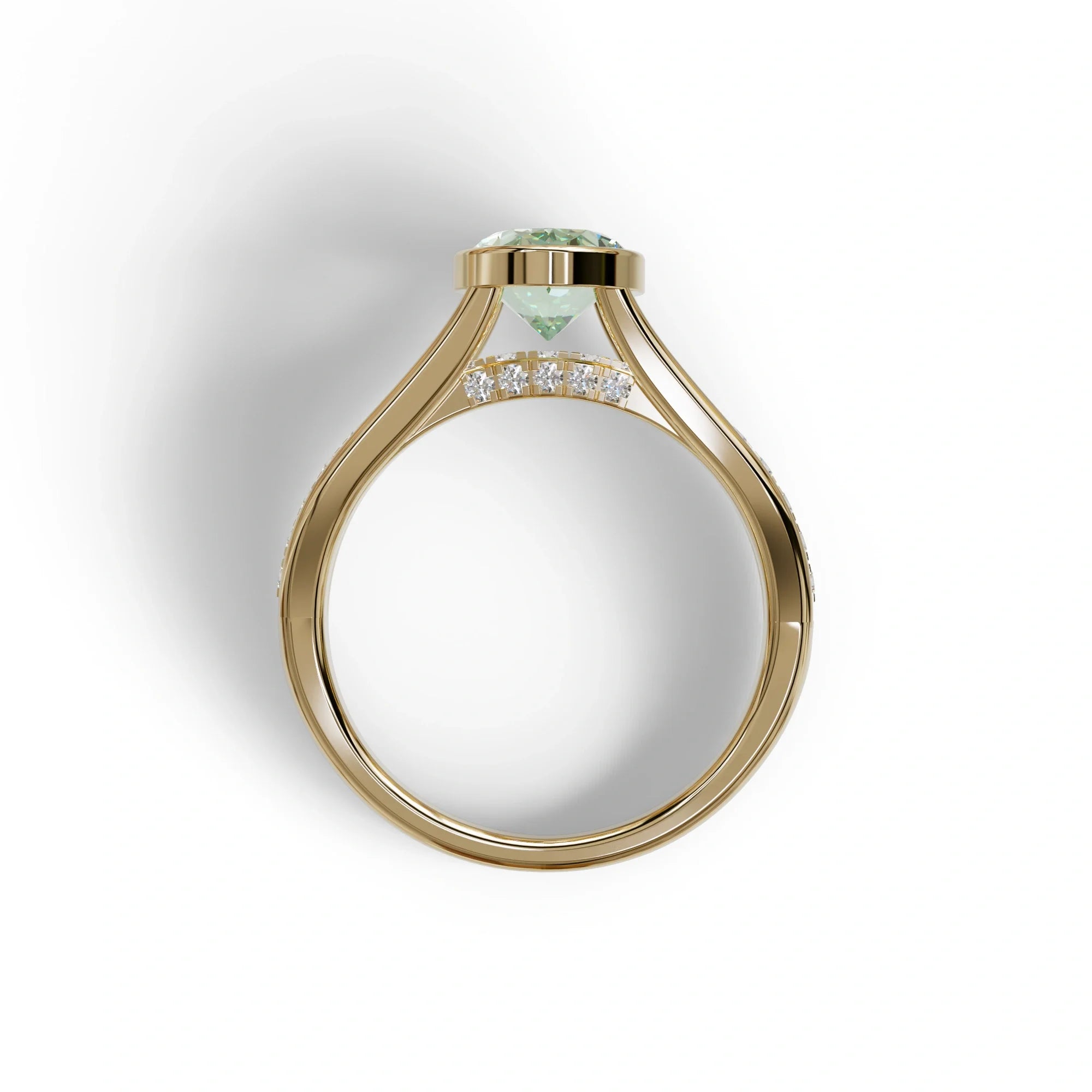 3 Carat Fancy Vivid Green Oval Cut Lab Grown Diamond Engagement Ring - Prisma