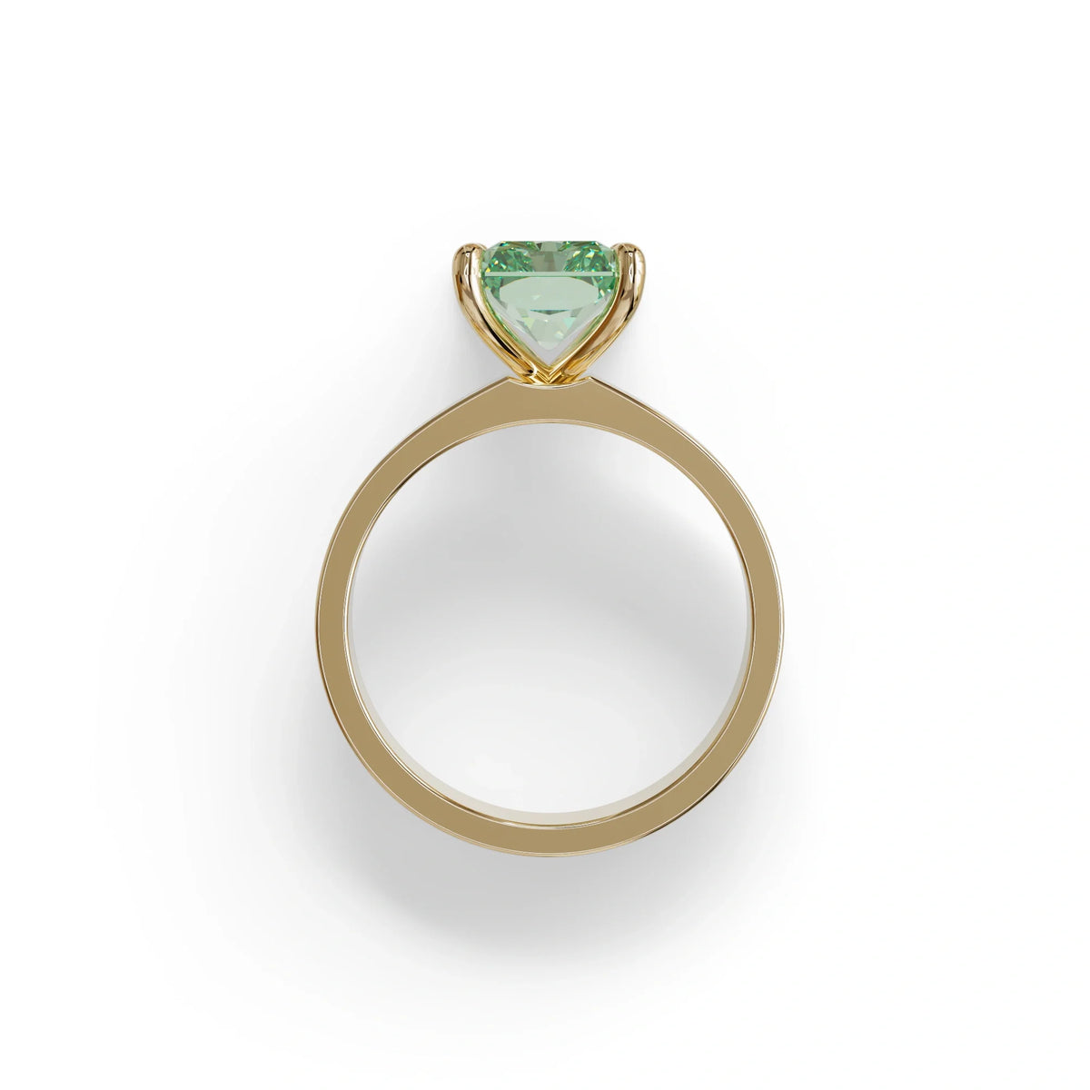 4Ct Green Radiant Cut Lab Grown Diamond Solitaire Engagement Ring - Crownfire