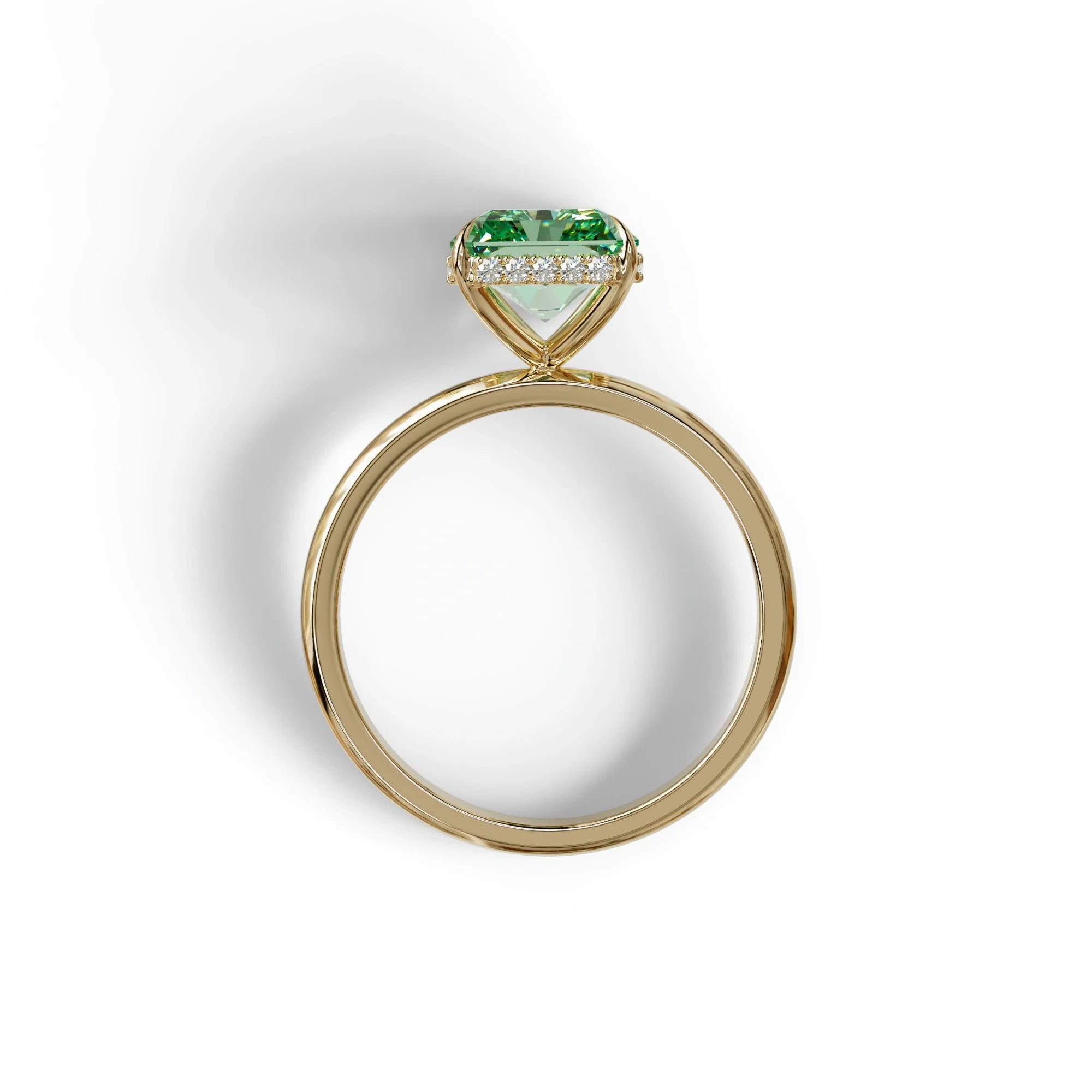 3 Carat Fancy Green Radiant Cut Hidden Halo Lab Grown Diamond Engagement Ring