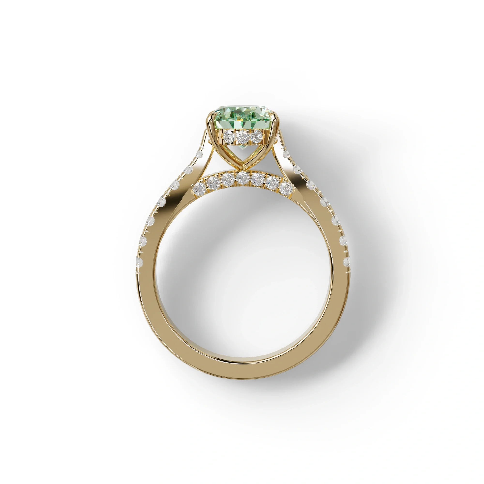 1.50 Carat Green Oval Cut Lab Diamond Engagement Ring - Scorpio