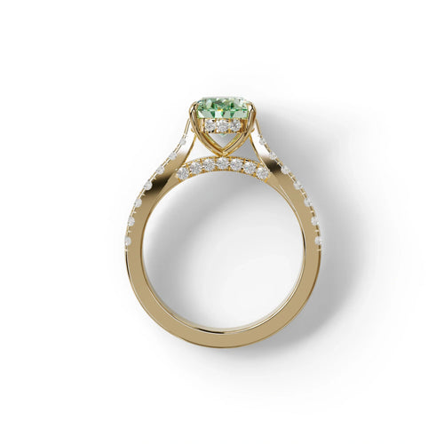1.50 Carat Green Oval Cut Lab Diamond Engagement Ring - Scorpio