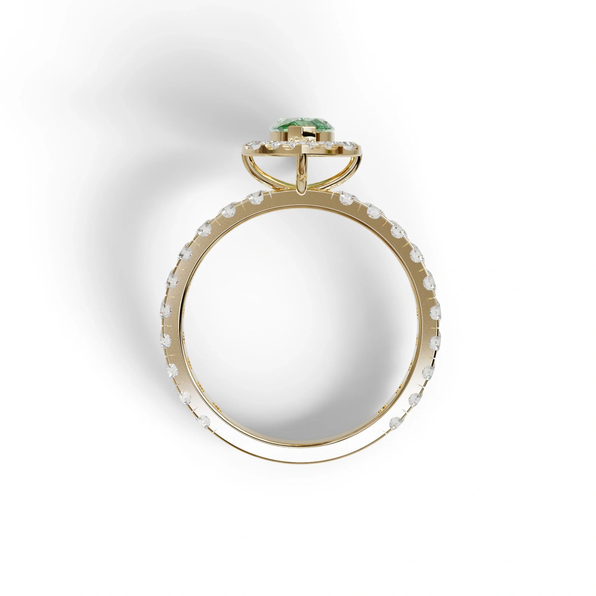 1 Carat Green Marquise Halo Pave Lab Grown Diamond Ring - Luxe