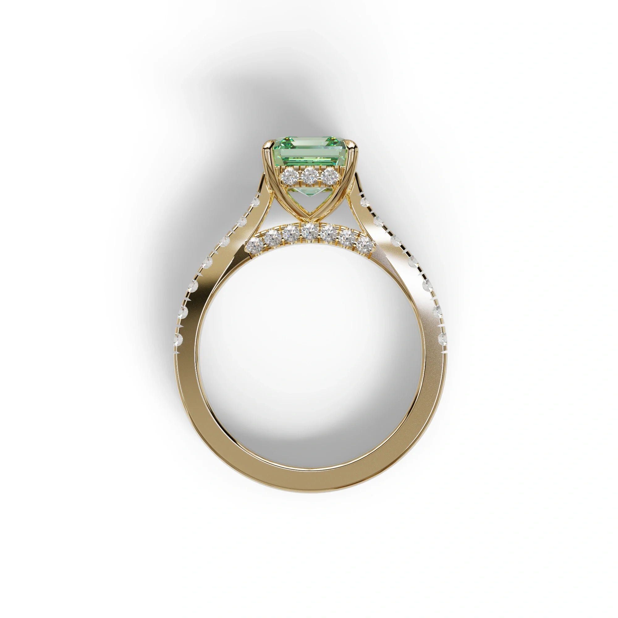 2 Carat Fancy Vivid Green Asscher Cut Lab Grown Diamond Engagement Ring | Hidden Halo & Pave - Kay