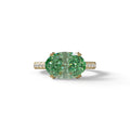 3 Carat Green Oval Lab Diamond Engagement Ring - Ellipse - 10K Solid Gold / Yellow Gold