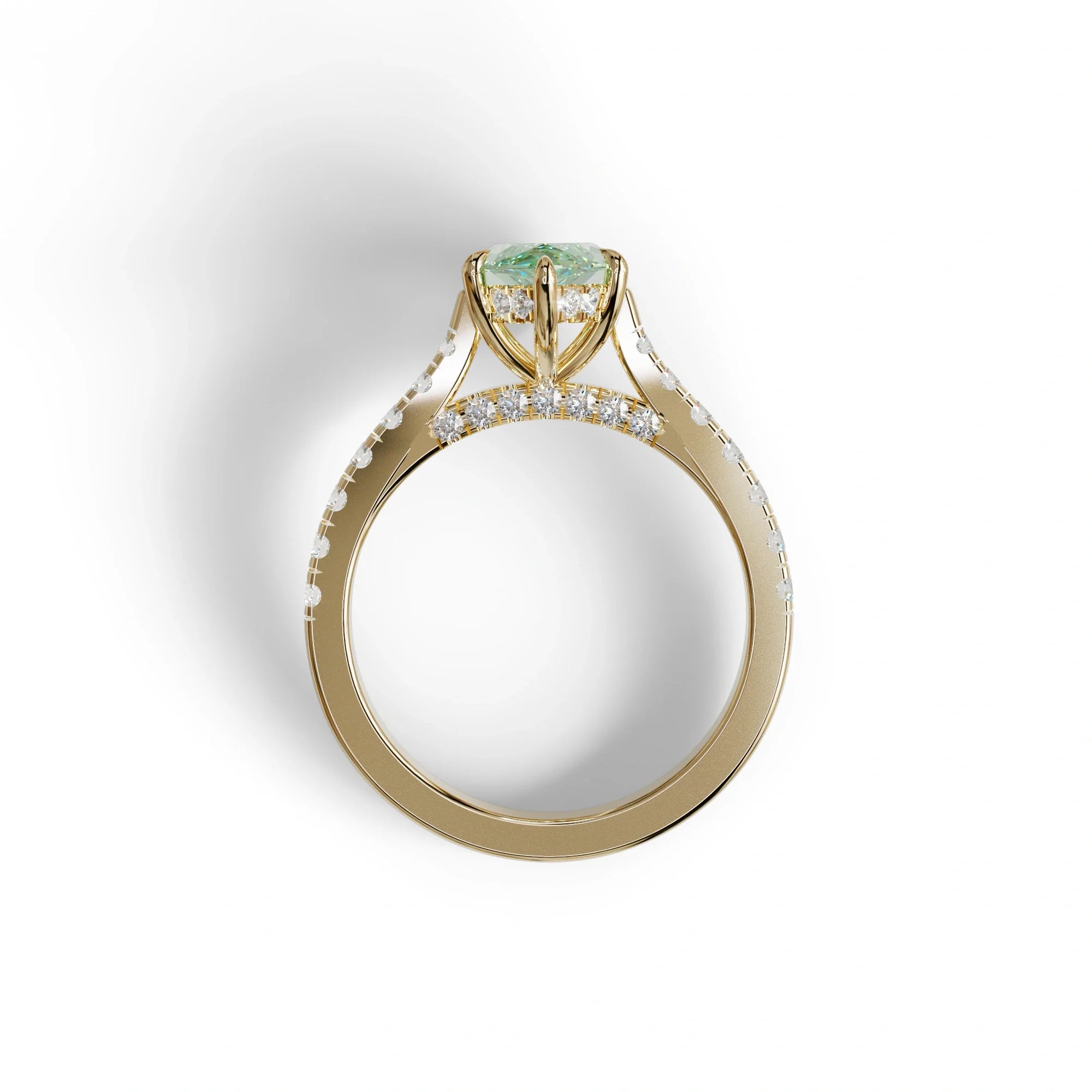 1.5 Carat Green Marquise Cut Lab Diamond Hidden Halo & Pave Ring - Ash