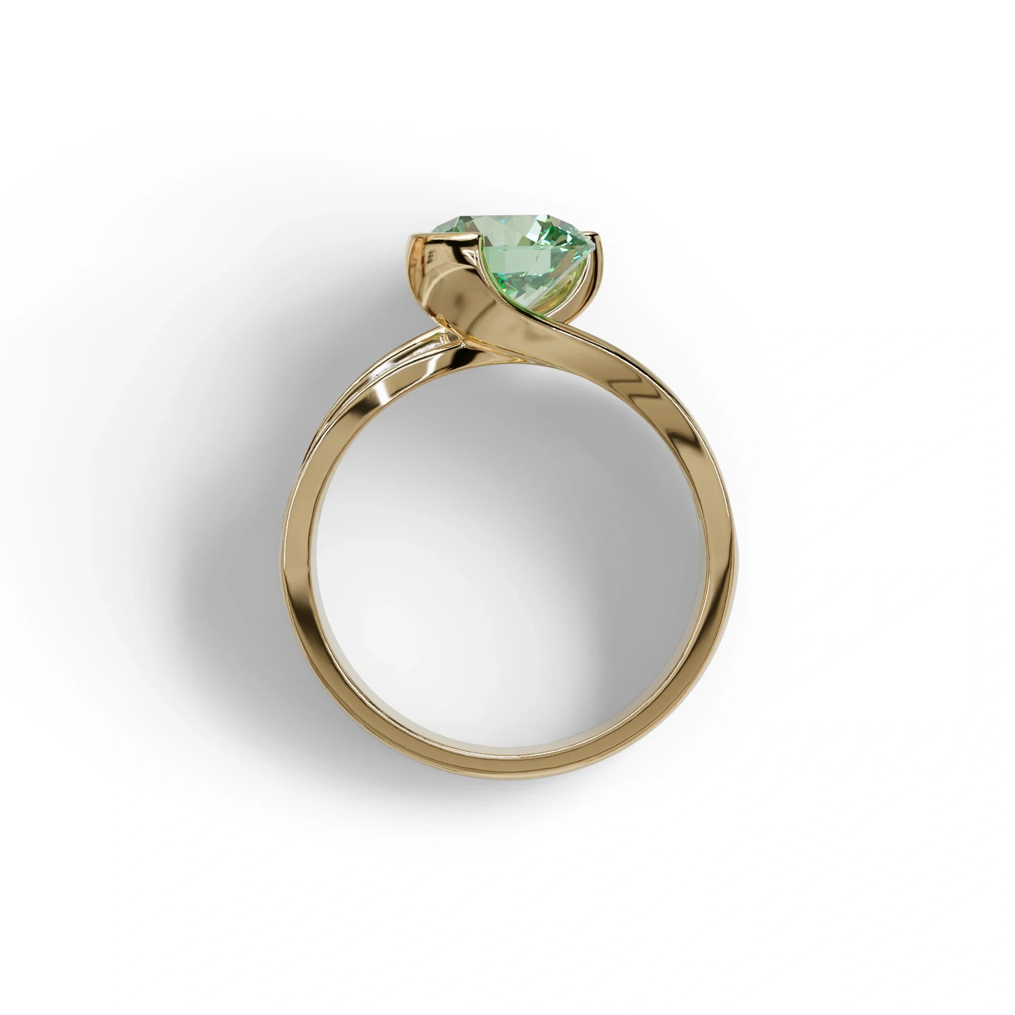 2 Carat Green Round Shaped Channel Set Lab Diamond Engagement Ring - Avonlea