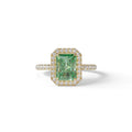 Green Radiant Cut Halo & Pave Lab Grown Diamond Engagement Ring - Madison - 2 Carat / 10K Solid Gold / Yellow Gold
