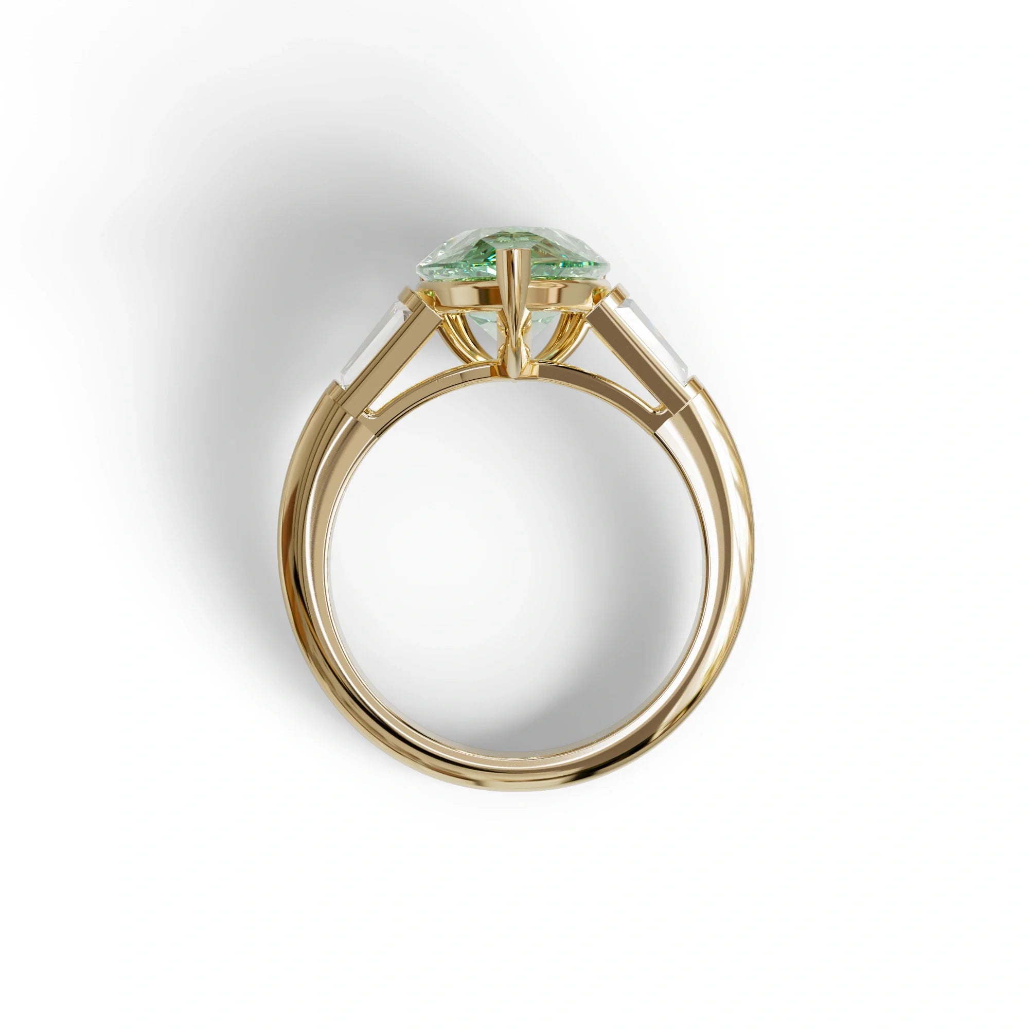 4 carat fancy Vivid Green Pear Cut Lab Grown Diamond Ring-Claire