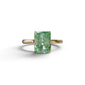 Green Radiant Cut Solitaire Lab Grown Diamond Engagement Ring - Papilia - 2 Carat / 10K Solid Gold / Yellow Gold