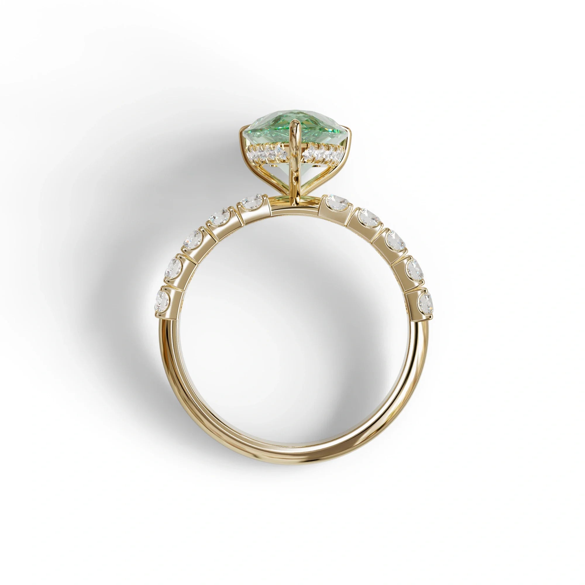 3 Carat Fancy Vivid Green Pear Cut Lab grown Diamond Engagement Ring - Feesia