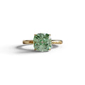 Green Cushion Cut Solitaire Lab Grown Diamond Engagement Ring - Mesmera - 2 Carat / 10K Solid Gold / Yellow Gold