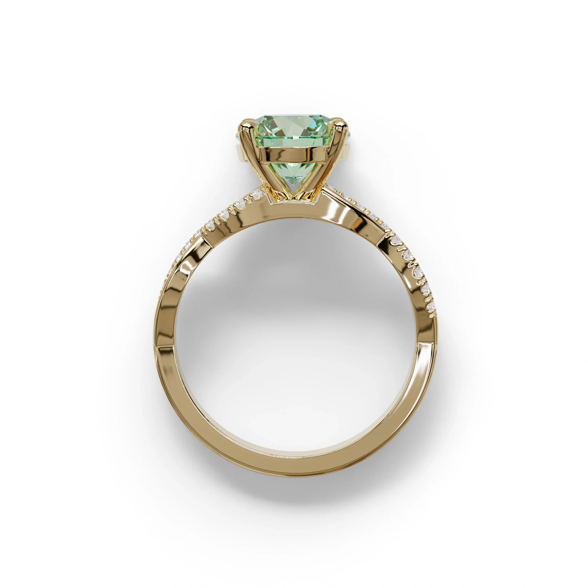 3 Carat Green Round Cut Lab Diamond Ring - Infinity Cross
