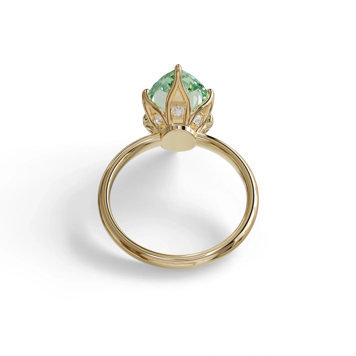 5 Carat Green Lab Grown Diamond Engagement Ring · Marquise Cut Hidden Halo | Etoile - view 7