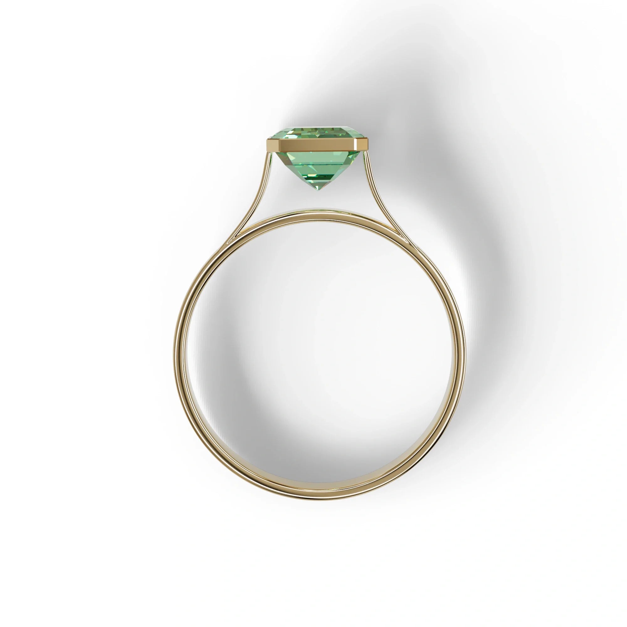 Fancy Vivid Green Emerald Cut 3 Carat lab grown Diamond Engagement Ring- Zelora