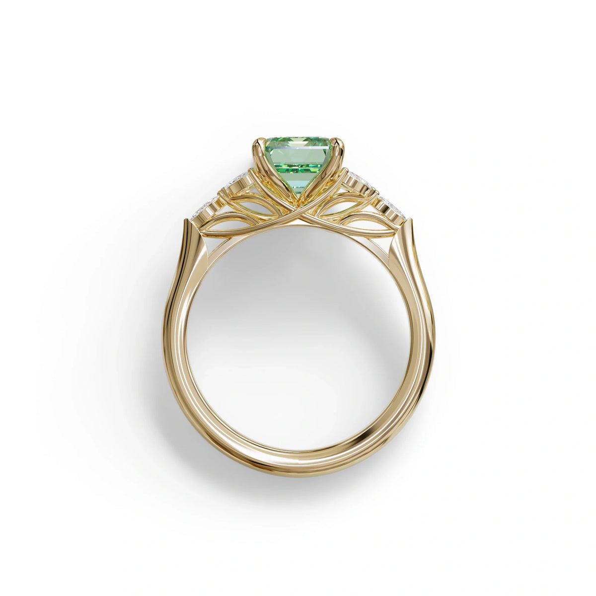 2.5 Carat Green Lab Grown Diamond Engagement Ring · Emerald Cut Nature-Inspired | Verona - view 7
