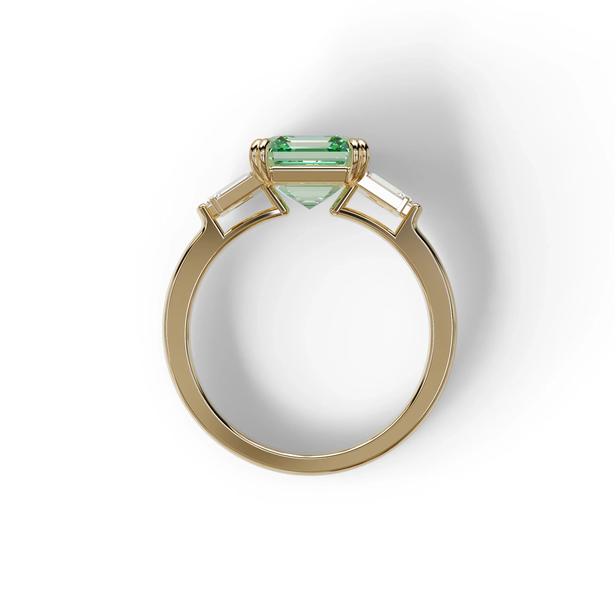 3 Ct Green Asscher Cut Lab Diamond Double Claw Prong Setting - Celestial