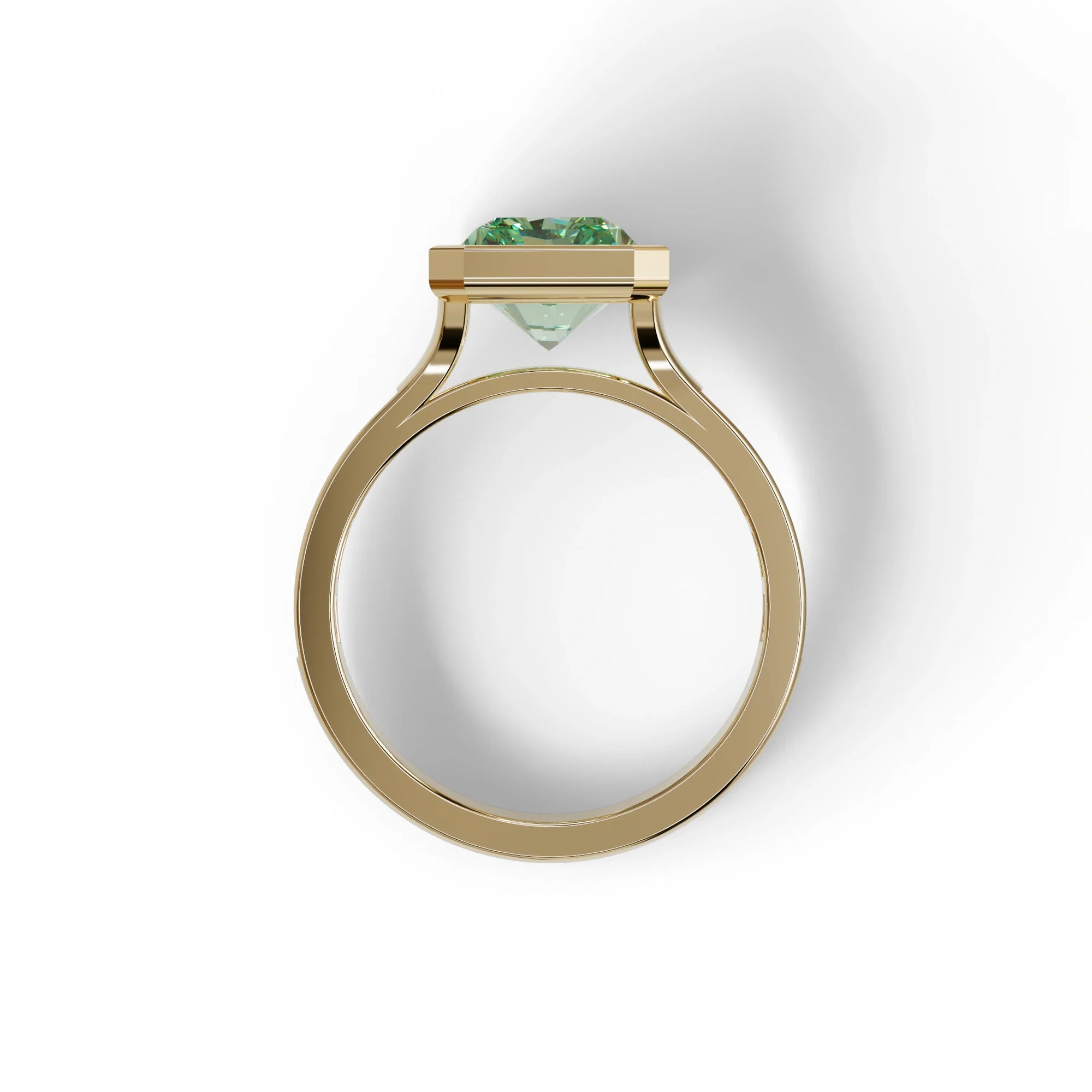 3 Ct Radiant Cut Green Color Lab Diamond Ring - Olympia