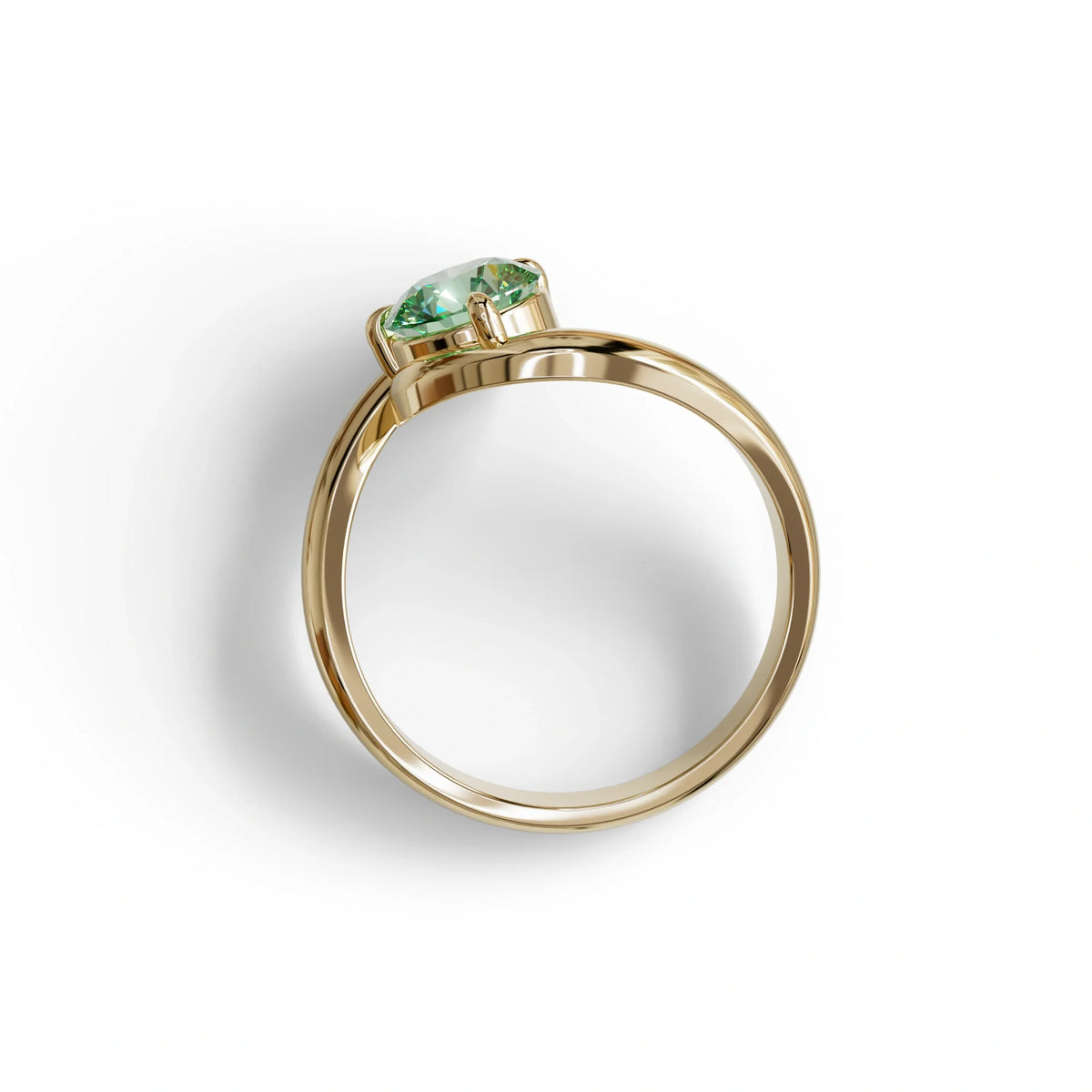 1.5 Carat Green Round Cut Solitaire Lab Diamond Ring - Tauras