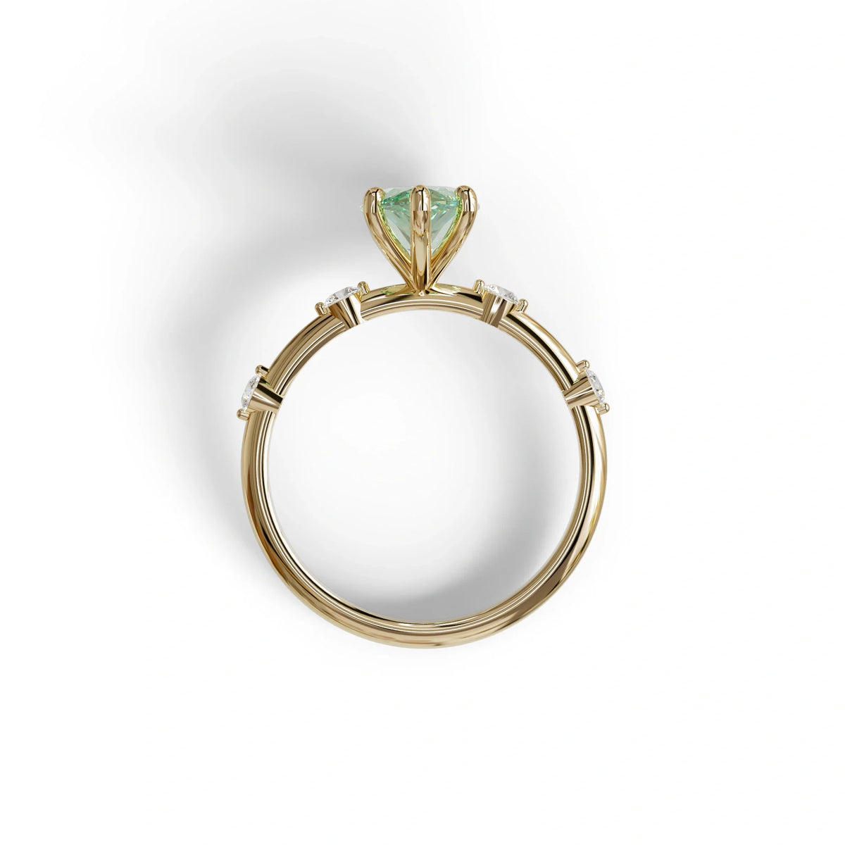 2.5 Ct Fancy Vivid Green Marquise Cut Lab Diamond In Space-Chanel Setting Ring - Nimi
