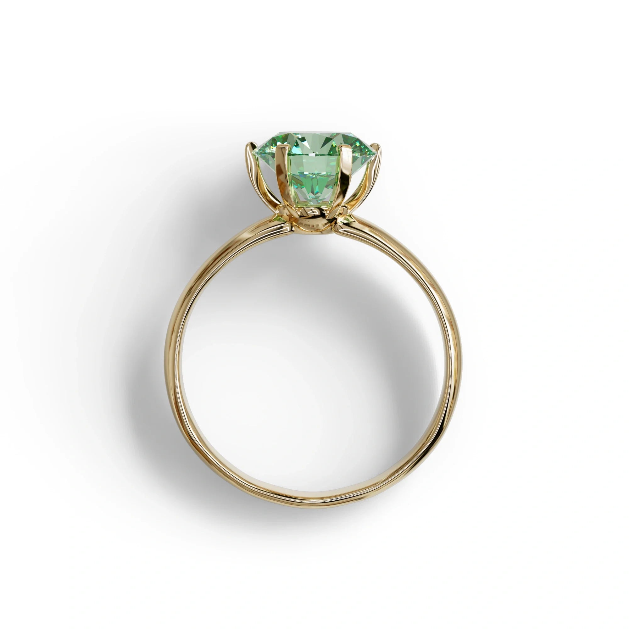 2 Carat Green Round Cut Solitaire Lab Diamond Ring - Fury