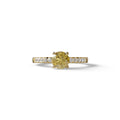 Yellow Round Pave Set Minimalist Engagement Ring - Nova Signature - 1.5 Carat / 10K Solid Gold / Yellow Gold